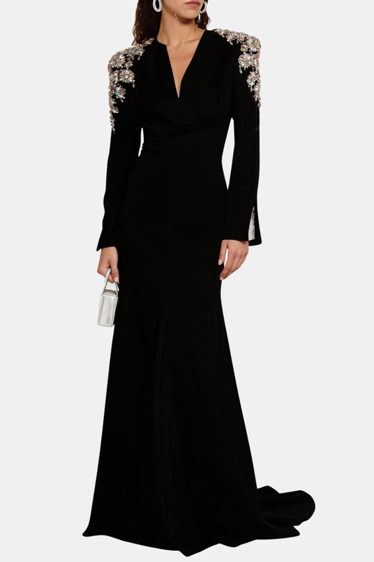 Matrsa Crystal Embellished Maxi Dress - Black