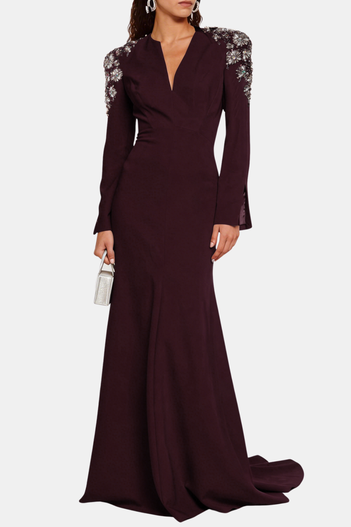 Matrsa Crystal Embellished Maxi Dress - Wine