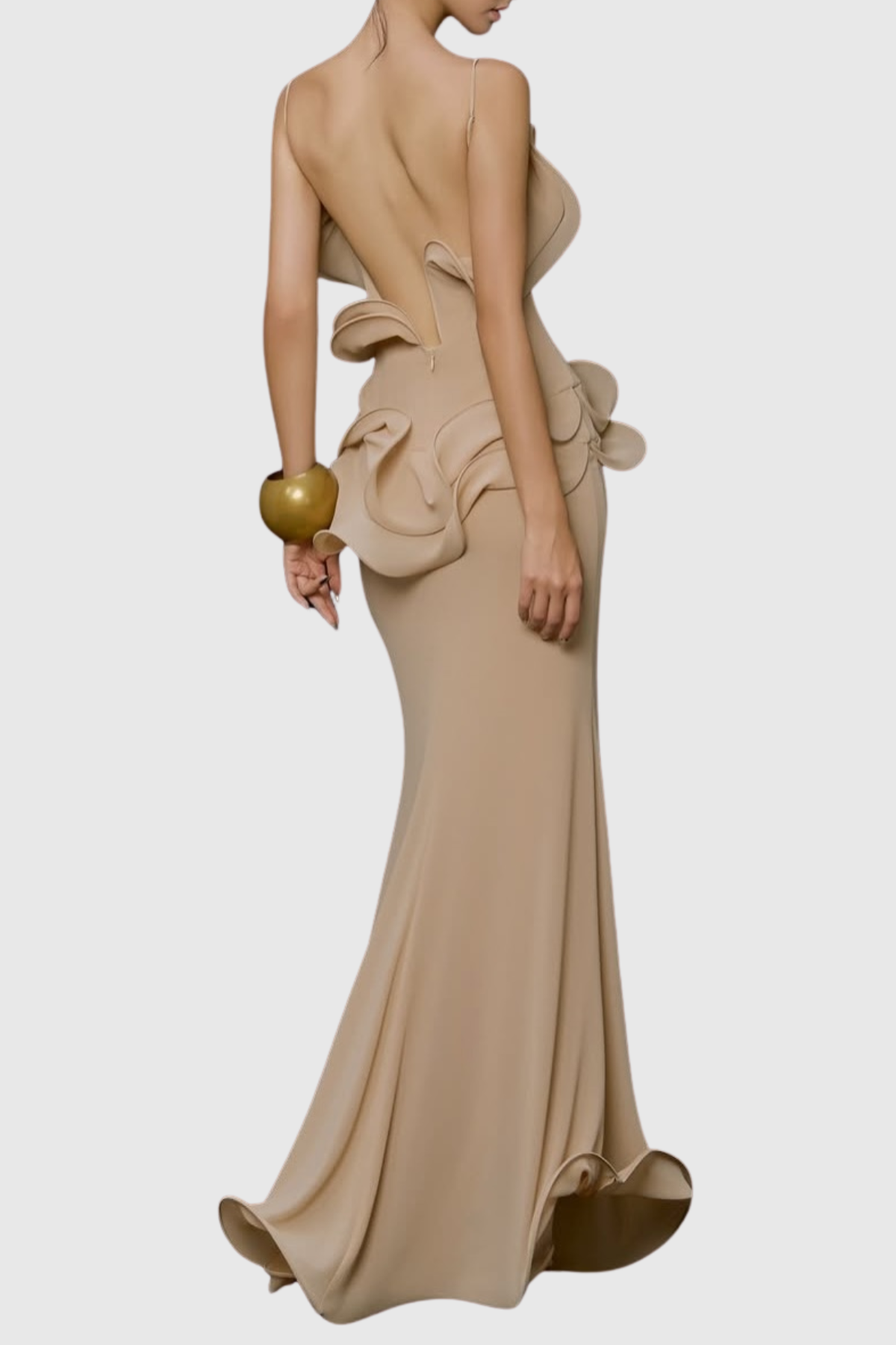 Mattea Ruffle Maxi Dress - Nude
