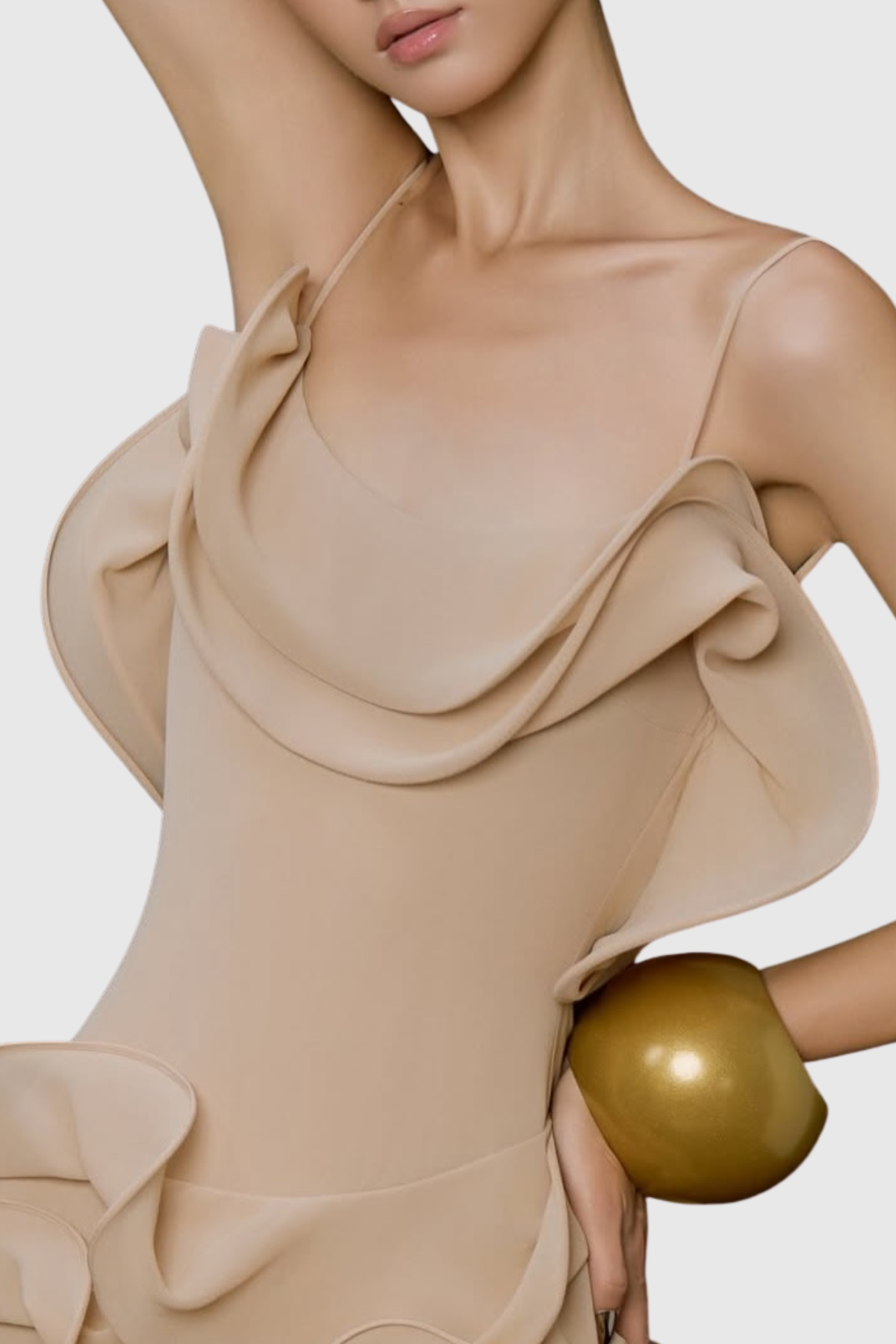 Mattea Ruffle Maxi Dress - Nude