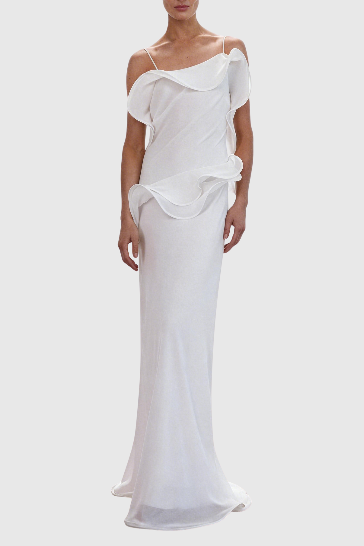 Mattea Ruffle Maxi Dress - White