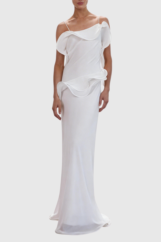 Mattea Ruffle Maxi Dress - White