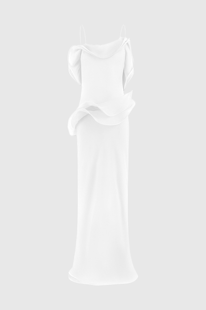 Mattea Ruffle Maxi Dress - White