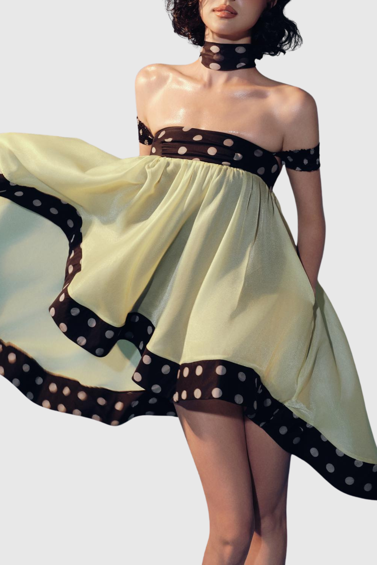 Maural Off Shoulder Polka Dot Mini Dress