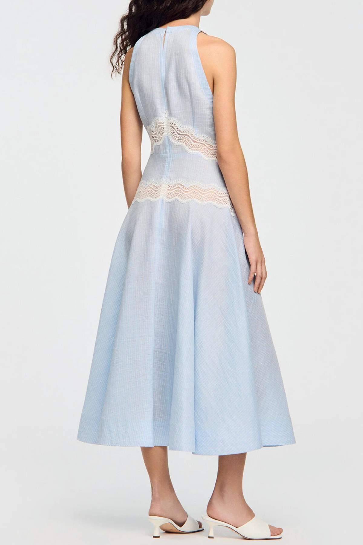 Mauve Sleeveless Lace Midi Dress