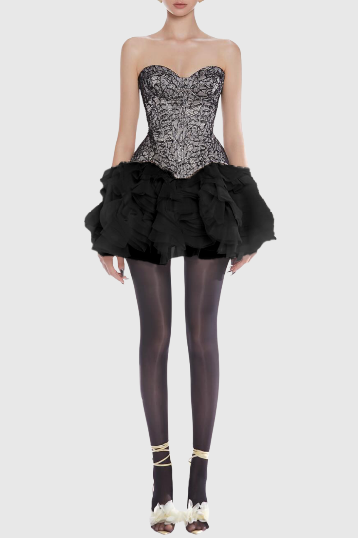 Mawar Lace Corset - Black