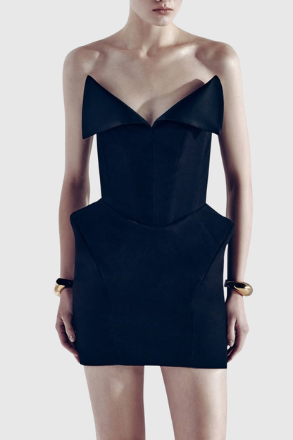 Mayar Strapless Corset Mini Dress - Black