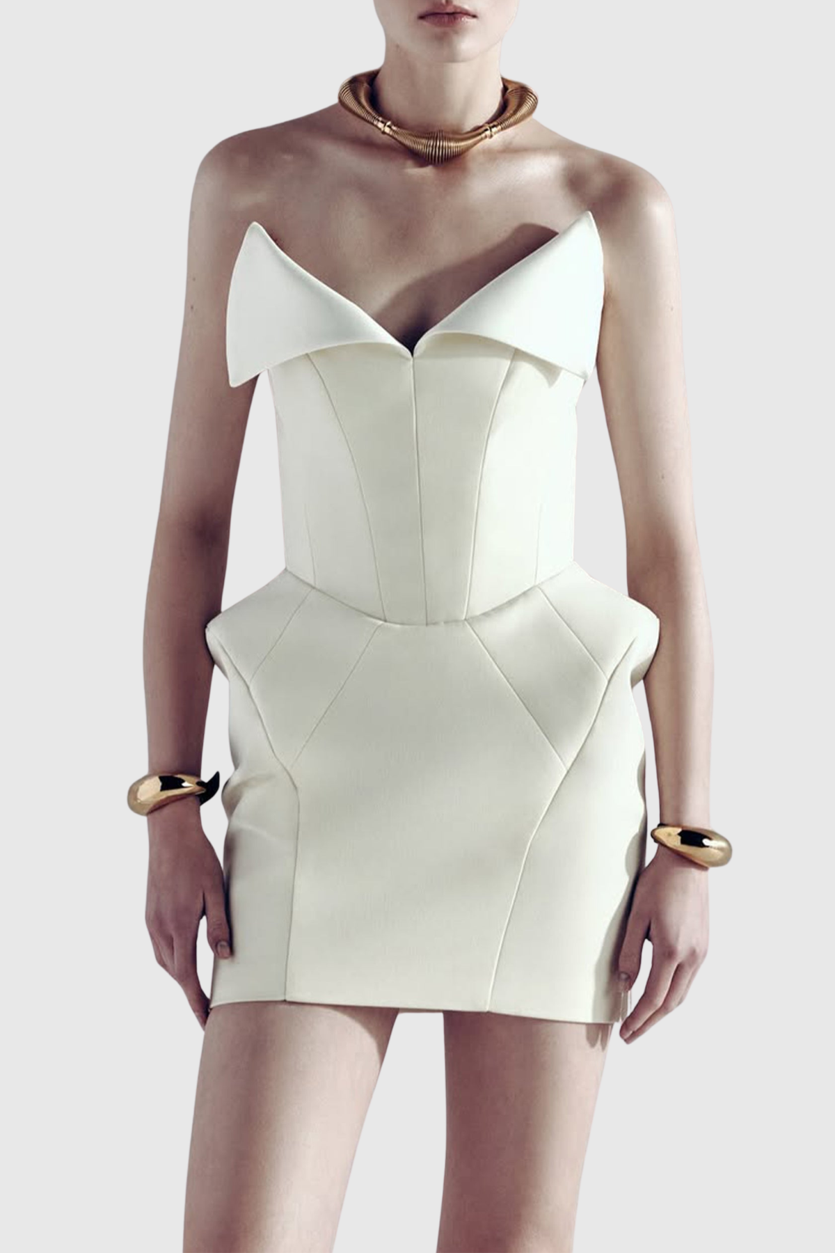 Mayar Strapless Corset Mini Dress - White