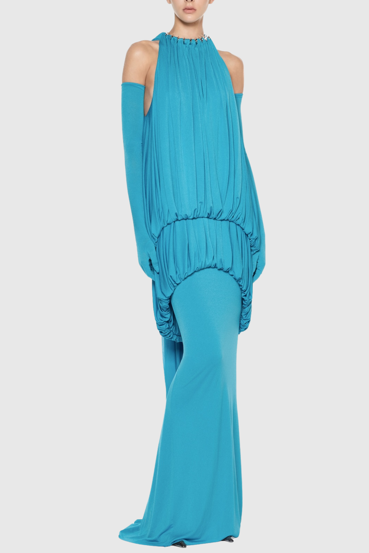 Mbba Sleeveless Ruched Maxi Dress - Blue