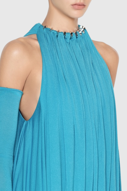 Mbba Sleeveless Ruched Maxi Dress - Blue