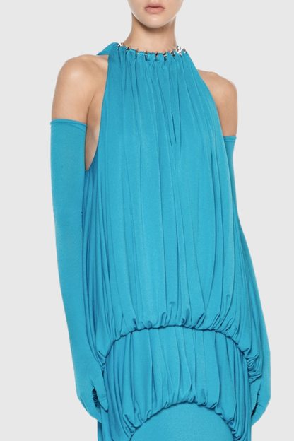 Mbba Sleeveless Ruched Maxi Dress - Blue