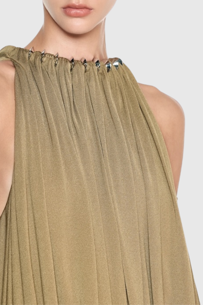 Mbba Sleeveless Ruched Maxi Dress - Brown