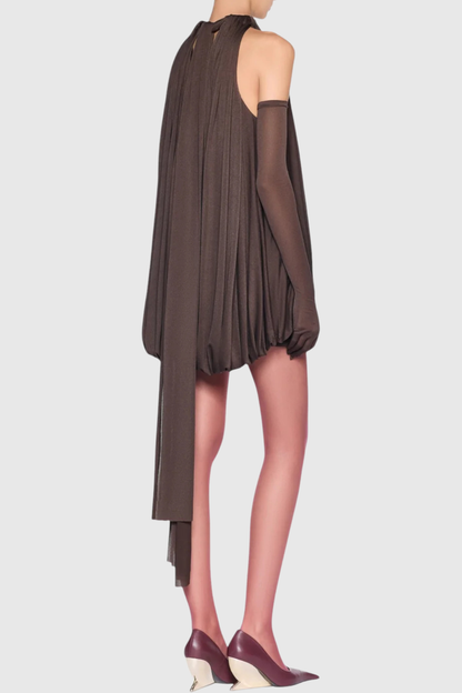 Mbba Sleeveless Ruched Mini Dress - Brown