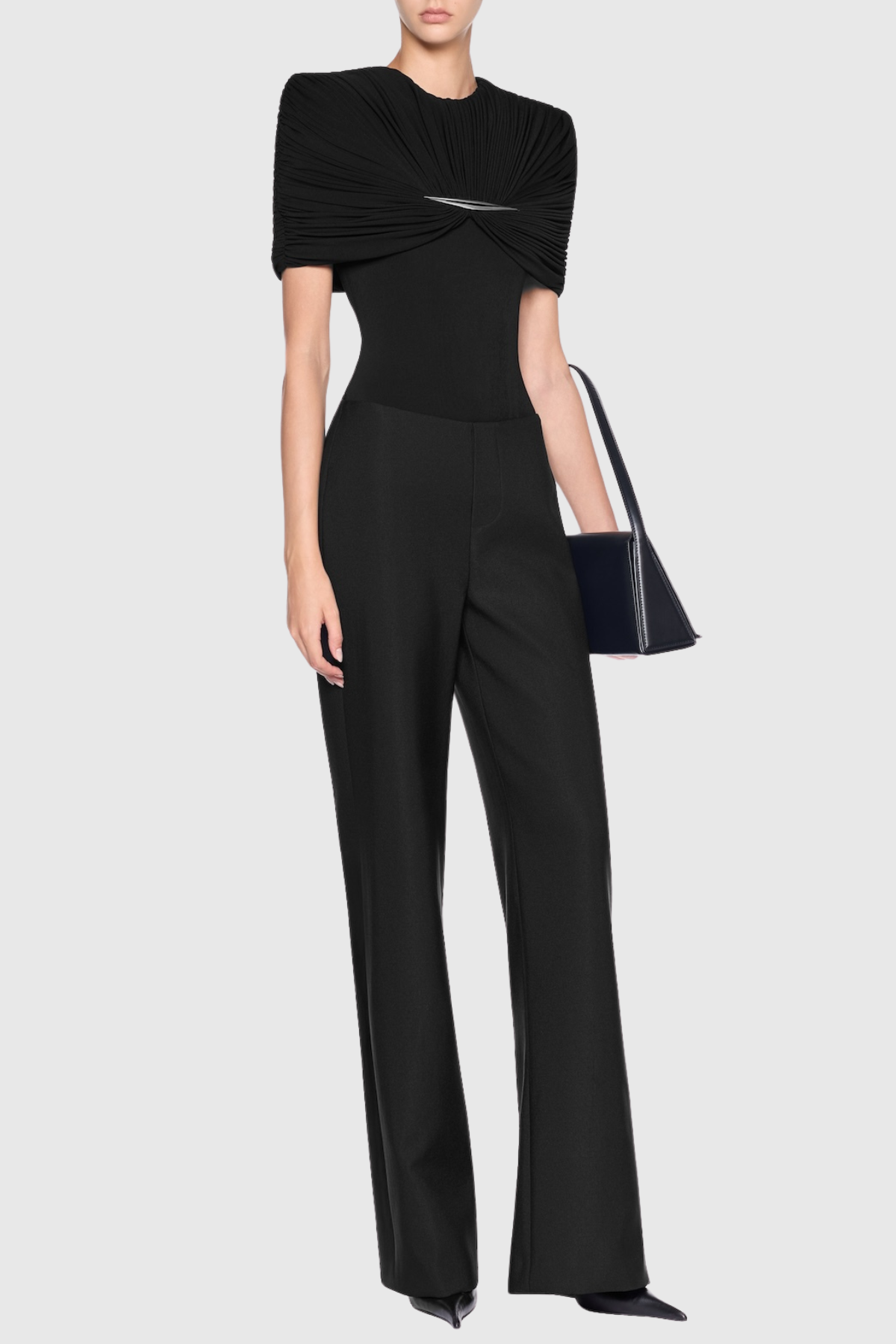 Mbban Metal Ruched Bodysuit - Black