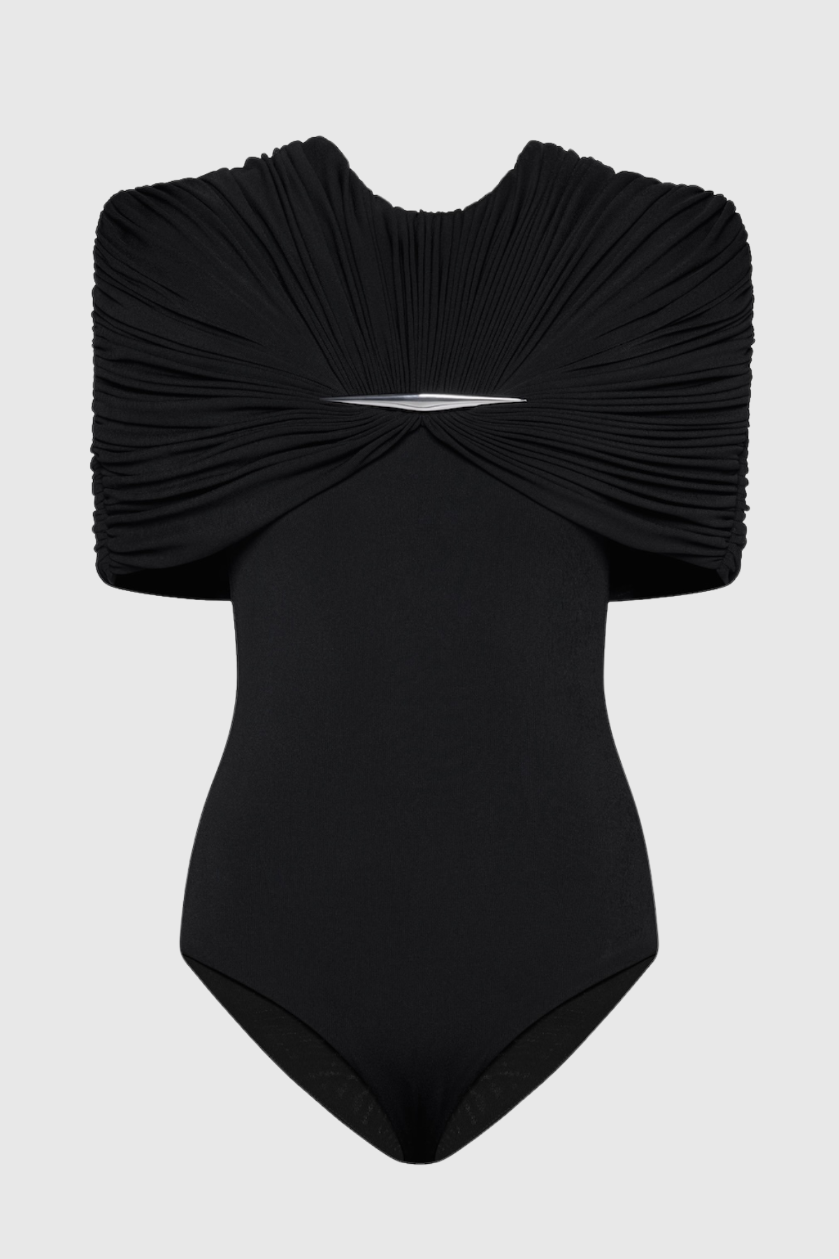Mbban Metal Ruched Bodysuit - Black