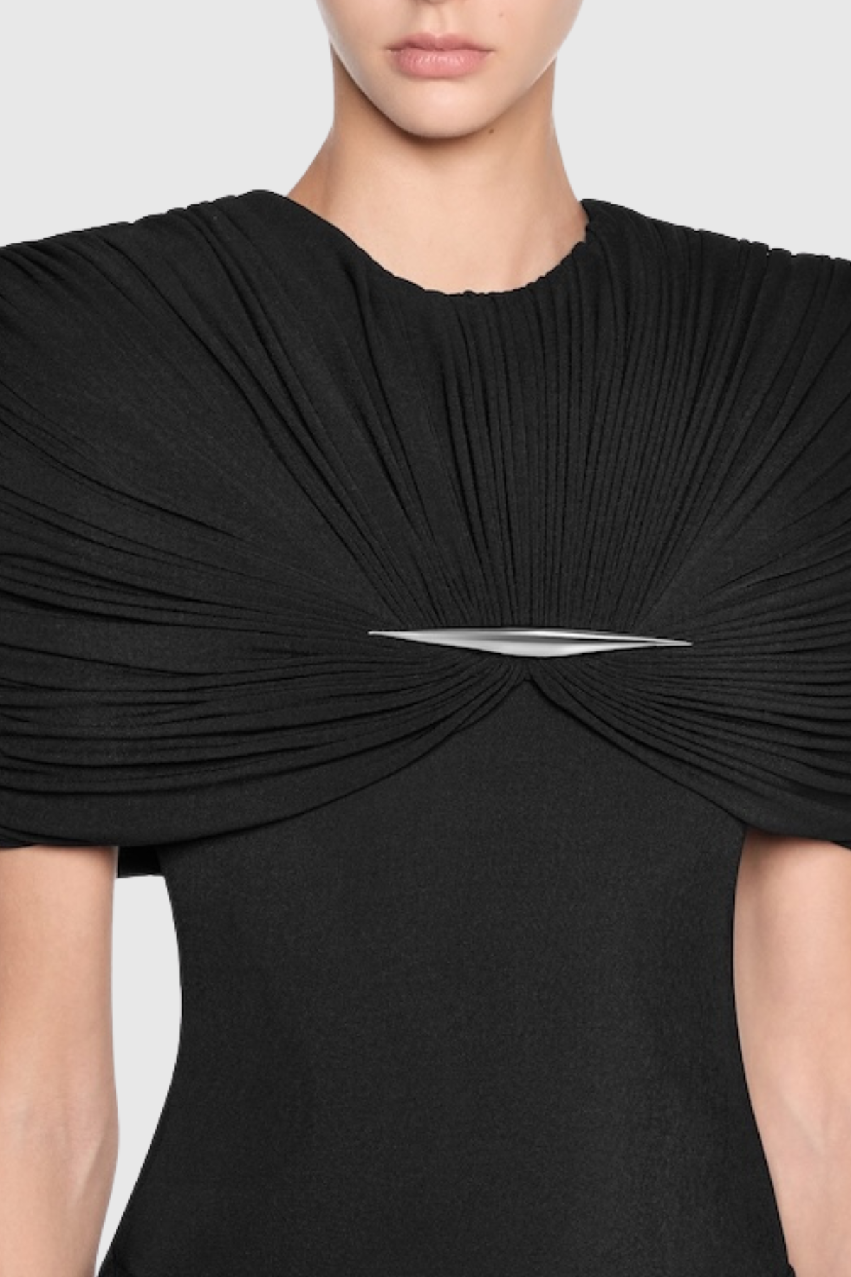 Mbban Metal Ruched Bodysuit - Black