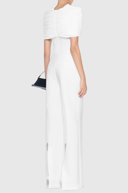 Mbban Metal Ruched Bodysuit - White