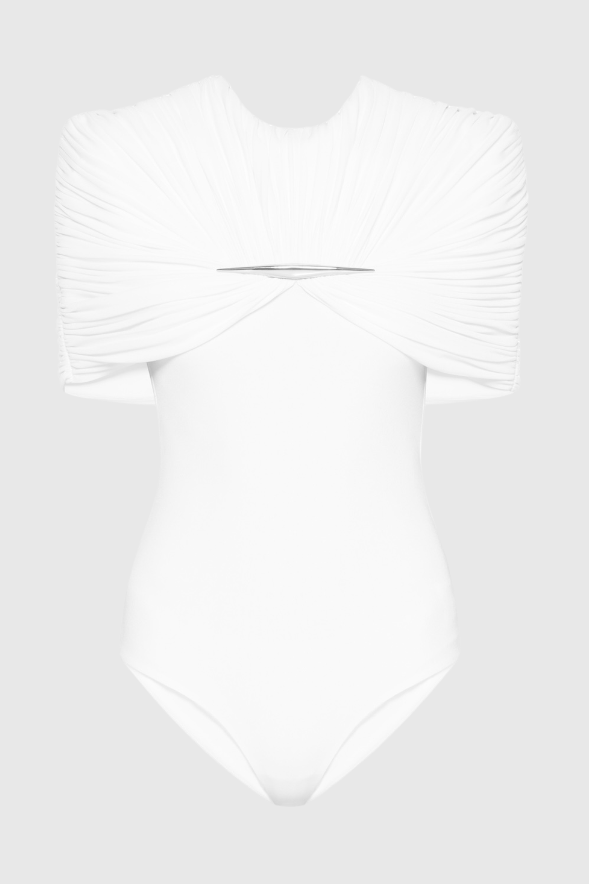 Mbban Metal Ruched Bodysuit - White