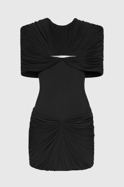 Mbban Metal Ruched Mini Dress - Black