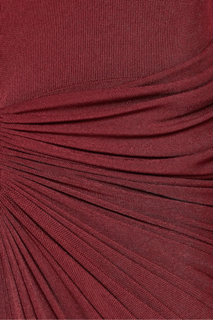 Mbban Metal Ruched Mini Dress - Wine