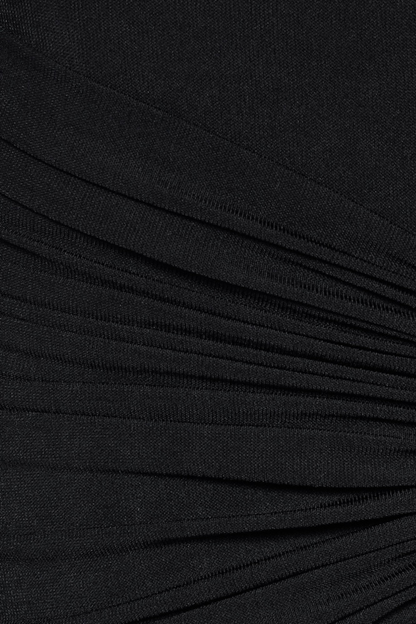 Mbban Off Shoulder Metal Ruched Maxi Dress - Black