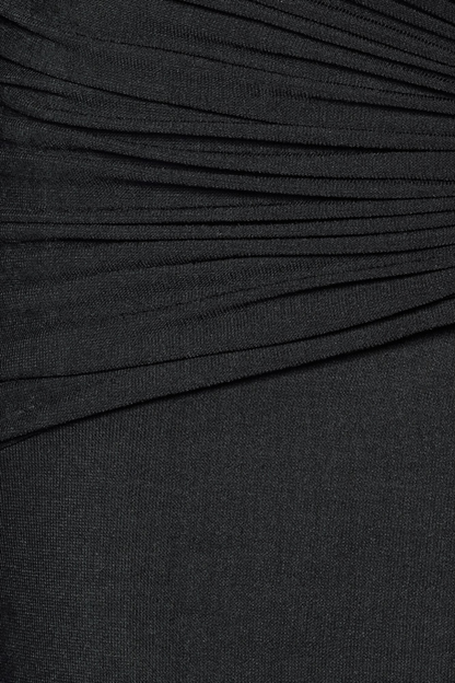 Mbban Off Shoulder Ruched Top & Maxi Skirt Set - Black
