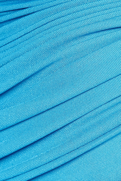 Mbban Off Shoulder Ruched Top & Maxi Skirt Set - Blue