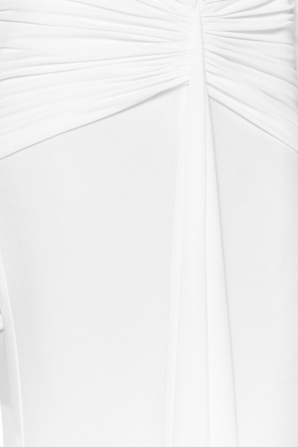 Mbban Off Shoulder Ruched Top & Maxi Skirt Set - White