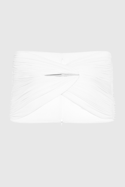Mbban Off Shoulder Ruched Top & Maxi Skirt Set - White