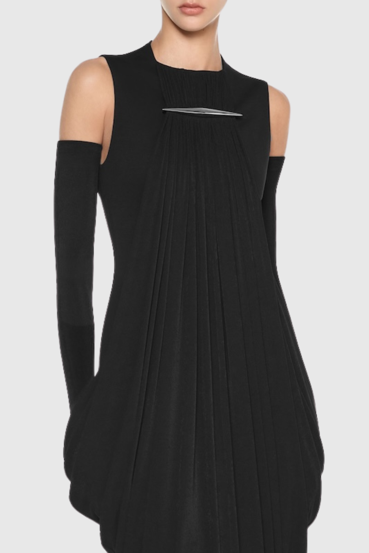 Mbban Sleeveless Metal Ruched Maxi Dress - Black