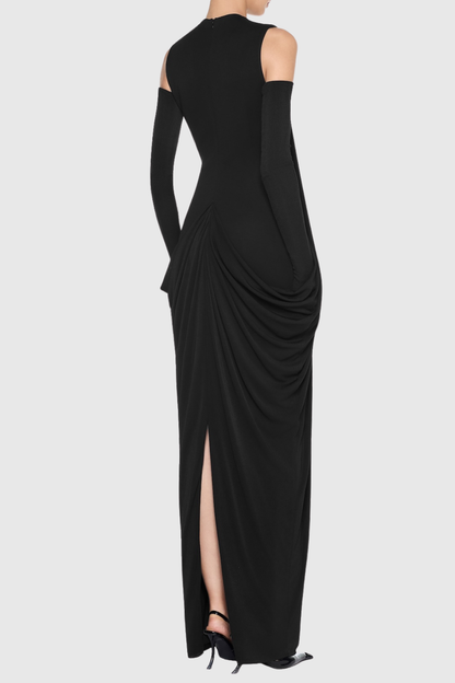 Mbban Sleeveless Metal Ruched Maxi Dress - Black