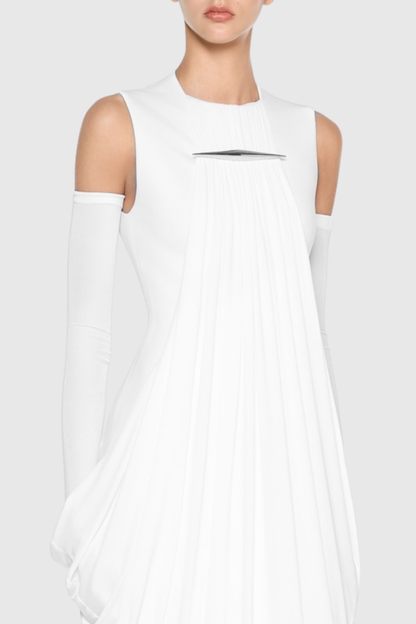 Mbban Sleeveless Metal Ruched Maxi Dress - White