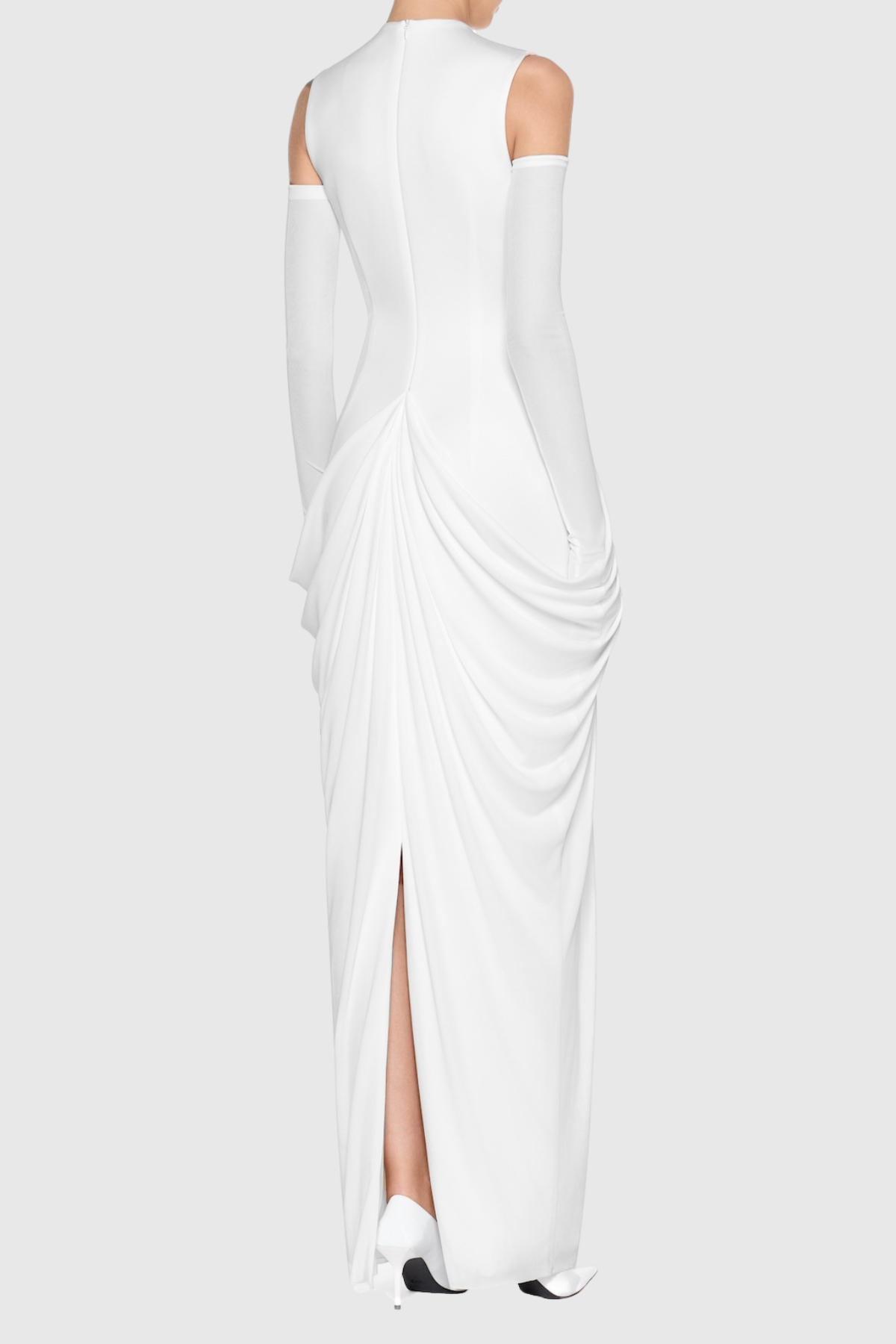 Mbban Sleeveless Metal Ruched Maxi Dress - White