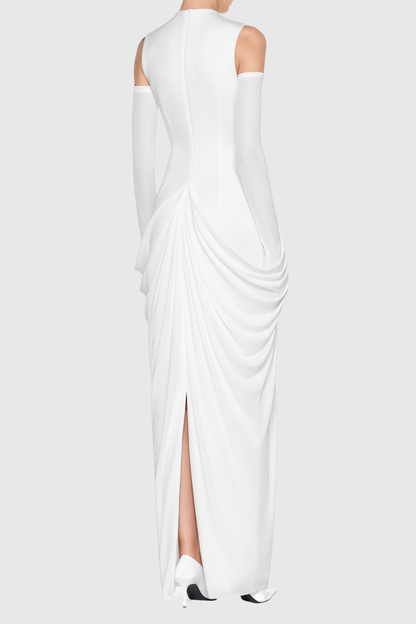 Mbban Sleeveless Metal Ruched Maxi Dress - White