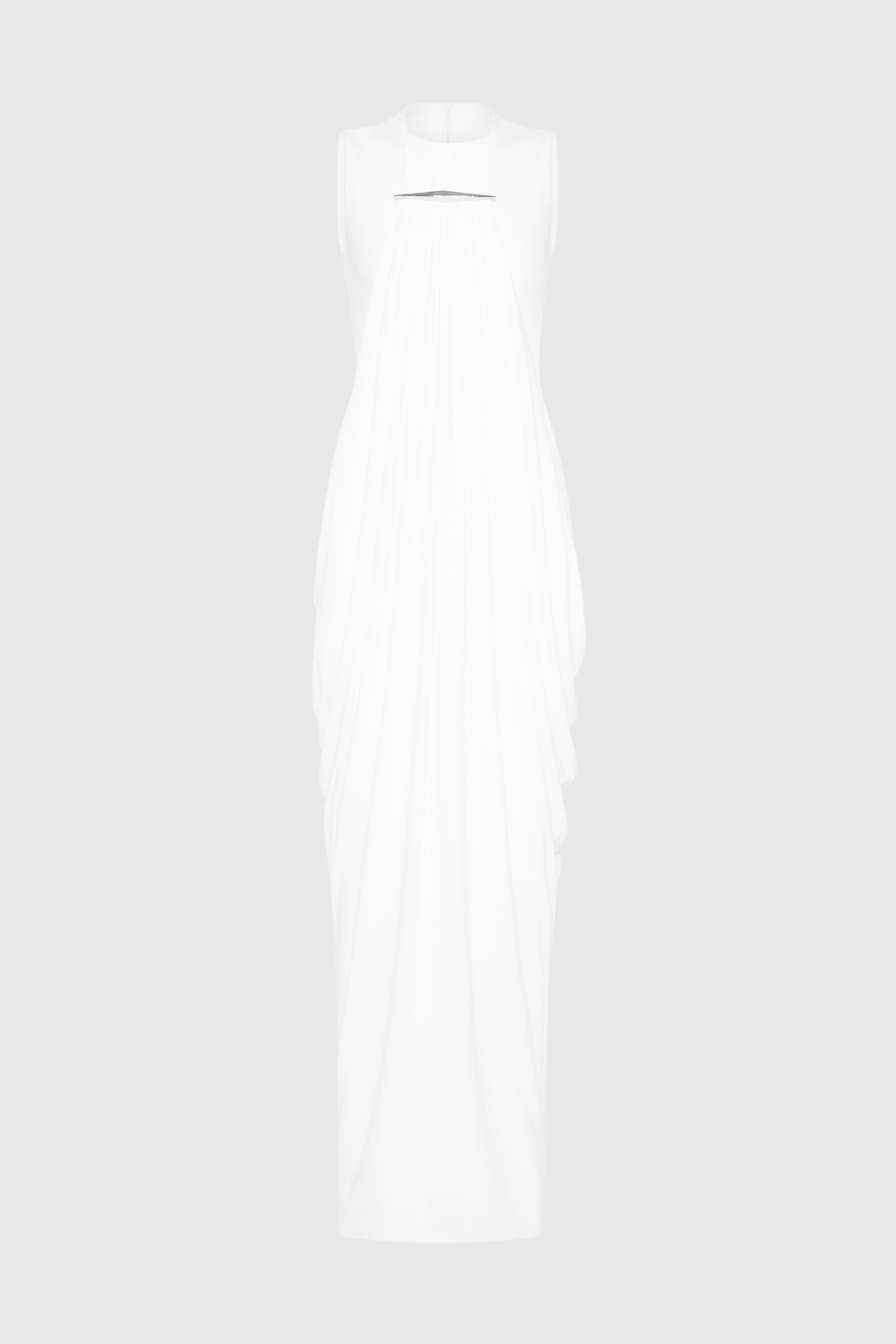 Mbban Sleeveless Metal Ruched Maxi Dress - White