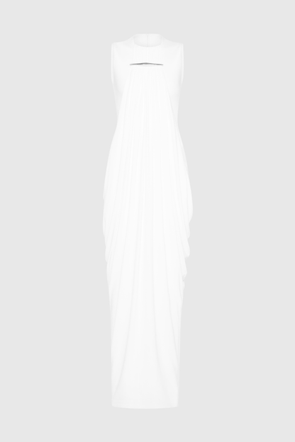 Mbban Sleeveless Metal Ruched Maxi Dress - White