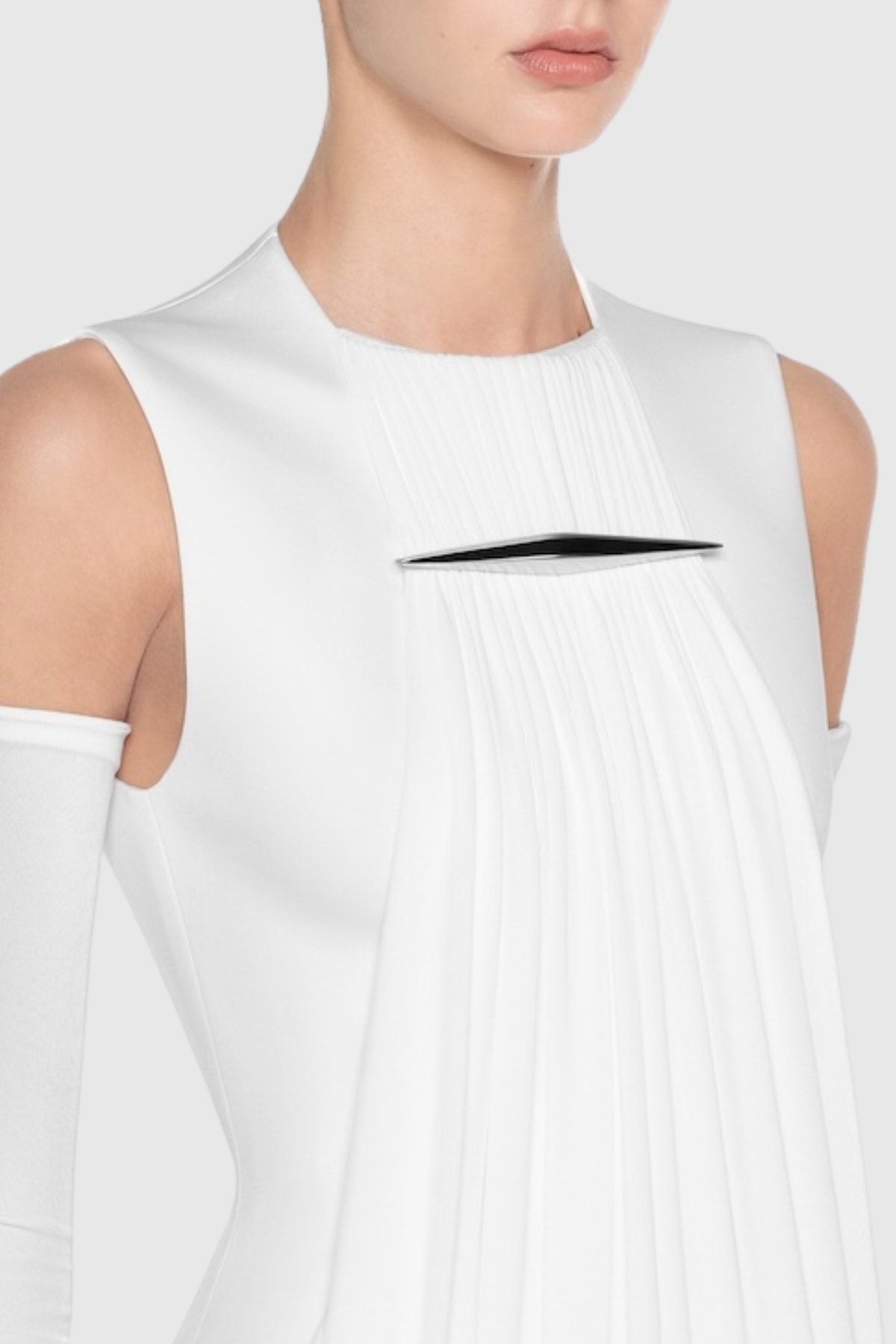 Mbban Sleeveless Metal Ruched Maxi Dress - White
