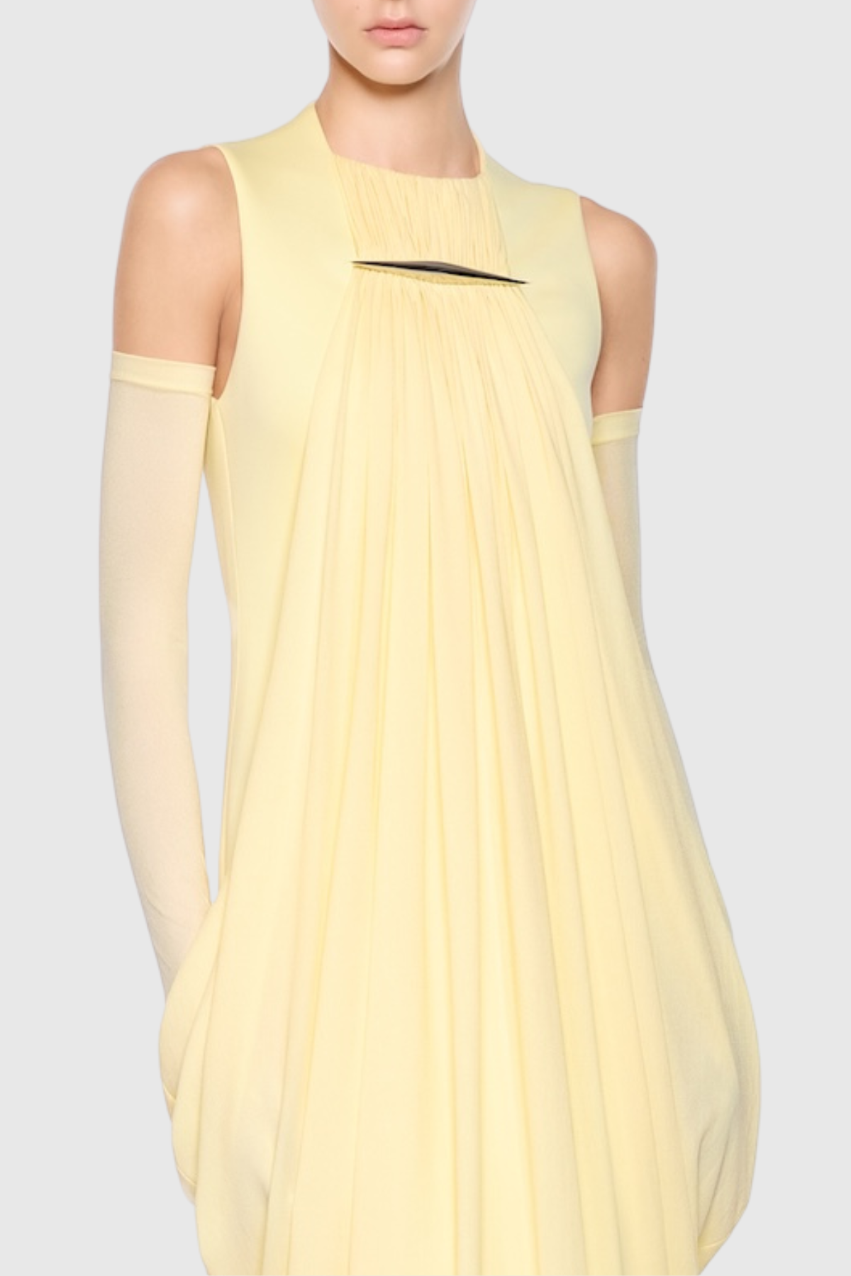 Mbban Sleeveless Metal Ruched Maxi Dress - Yellow