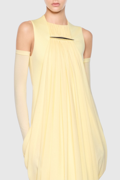 Mbban Sleeveless Metal Ruched Maxi Dress - Yellow