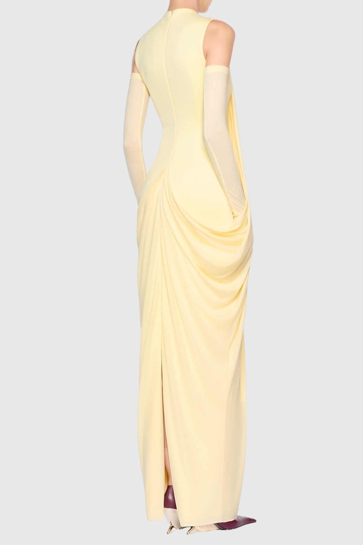 Mbban Sleeveless Metal Ruched Maxi Dress - Yellow