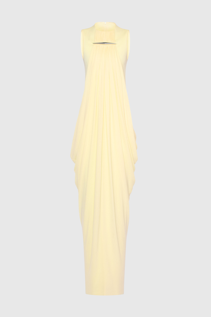 Mbban Sleeveless Metal Ruched Maxi Dress - Yellow