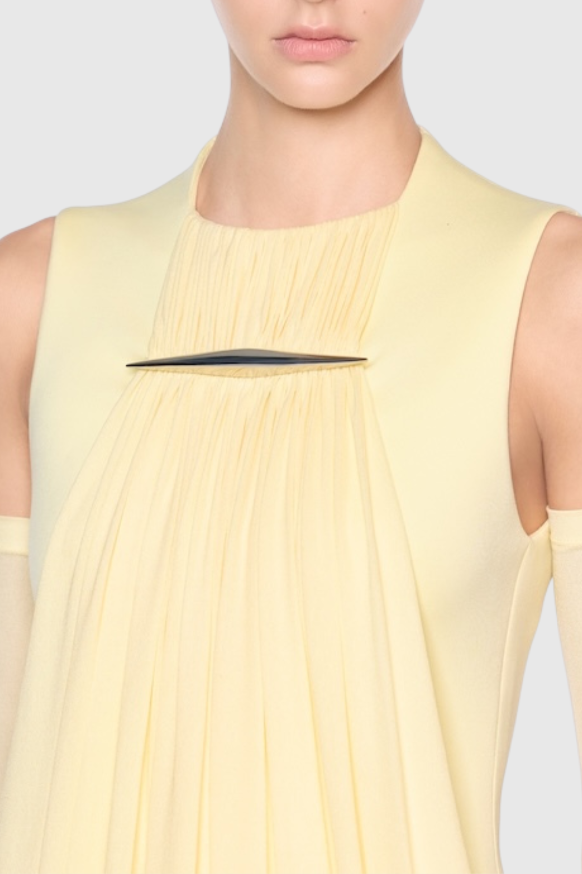 Mbban Sleeveless Metal Ruched Maxi Dress - Yellow