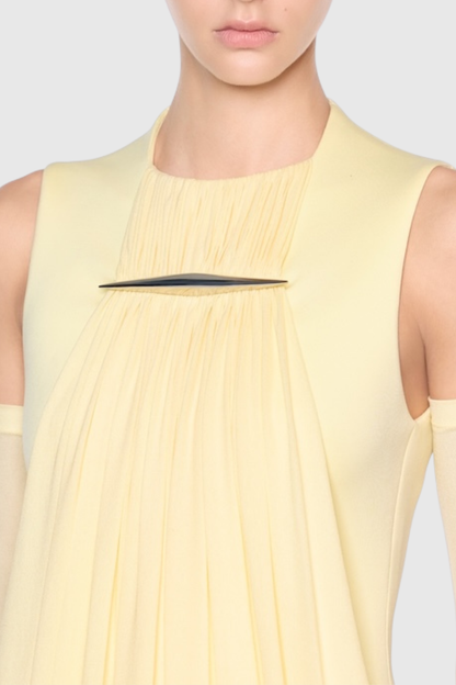 Mbban Sleeveless Metal Ruched Maxi Dress - Yellow