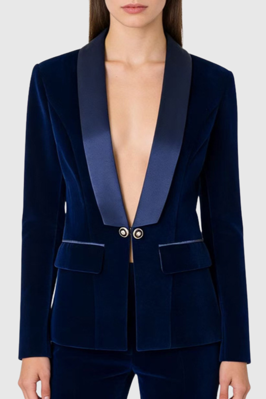 Mccoy Velvet Blazer - Royal Blue