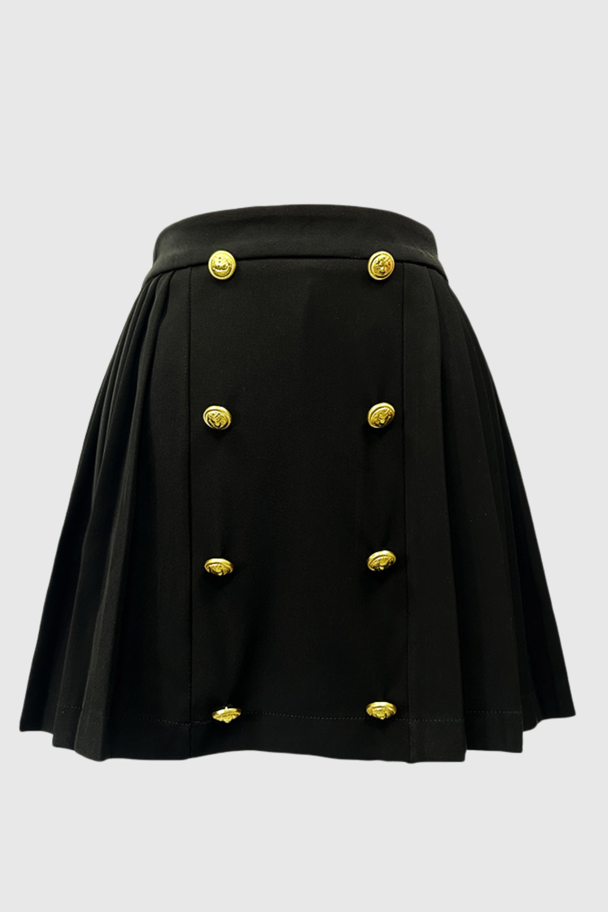 Megumi Gold Button Pleated Mini Skirt