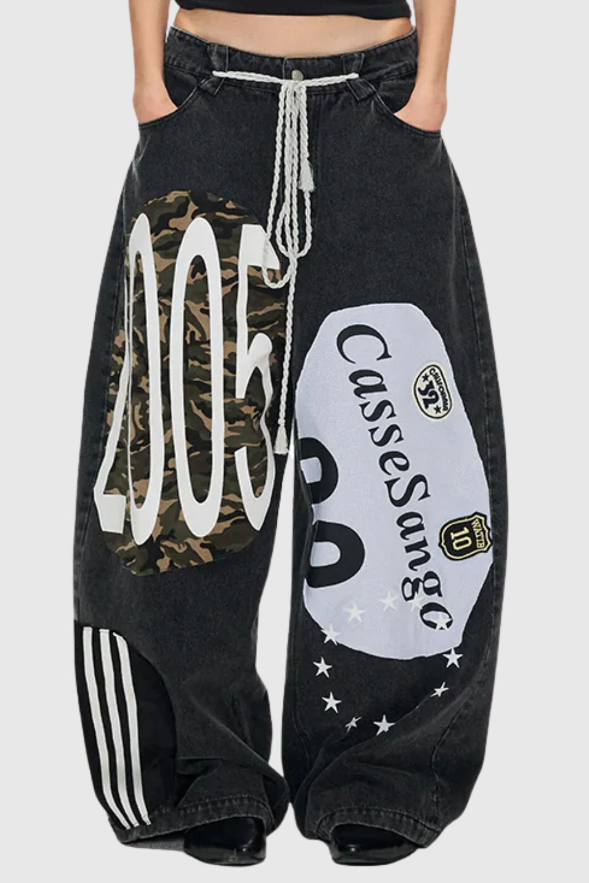 Meilani Deconstructed Patchwork Jeans - Black