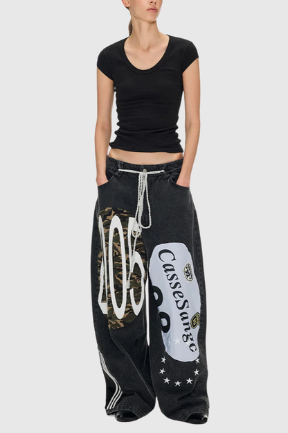 Meilani Deconstructed Patchwork Jeans - Black