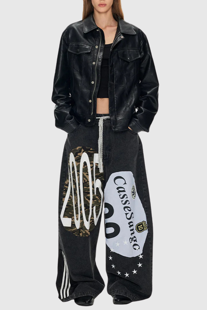 Meilani Deconstructed Patchwork Jeans - Black