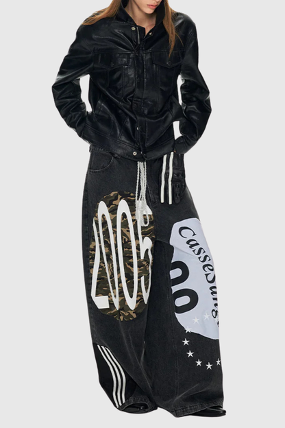 Meilani Deconstructed Patchwork Jeans - Black