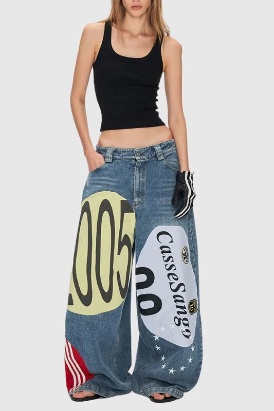 Meilani Deconstructed Patchwork Jeans - Blue